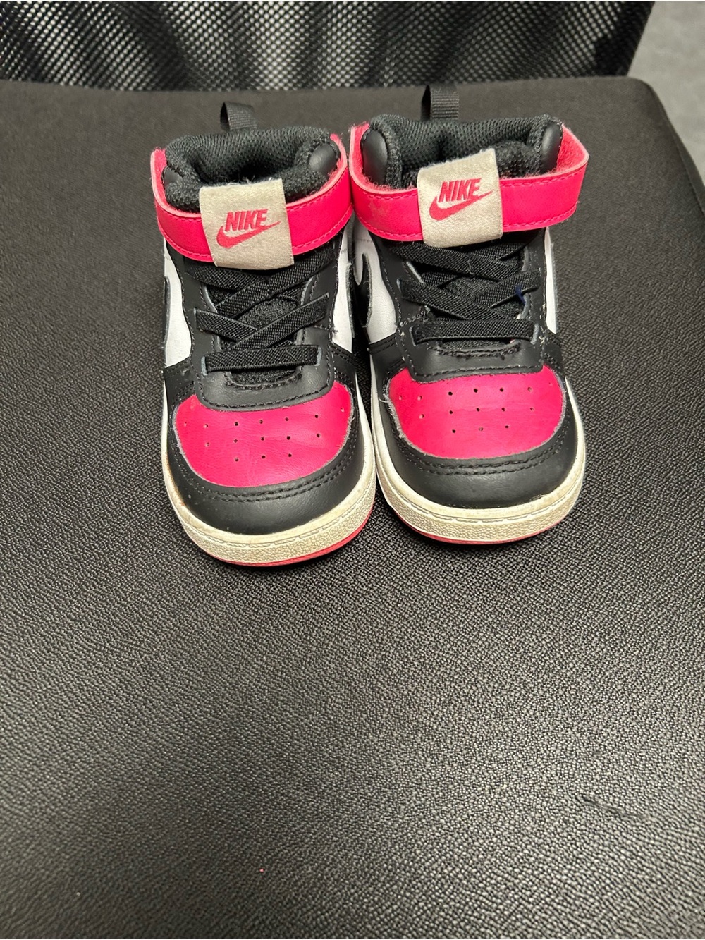 Nike Kids High-Top Sneakers in Black, Red & White